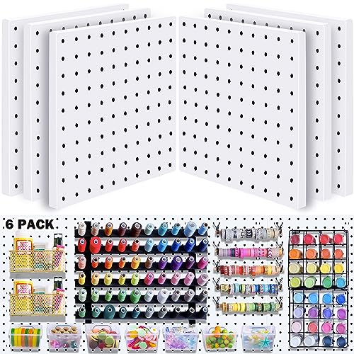 6-Piece White Pegboard Wall Organizer Set
