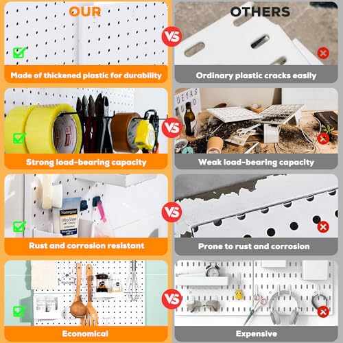 6-Piece White Pegboard Wall Organizer Kit