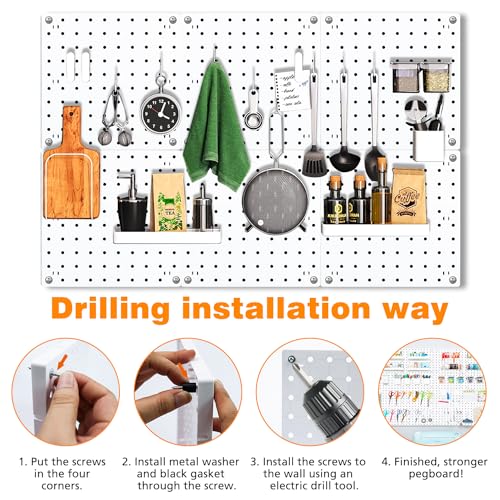 6-Piece White Pegboard Wall Organizer Kit