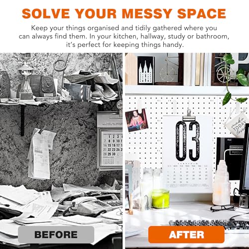 6-Piece White Pegboard Wall Organizer Kit