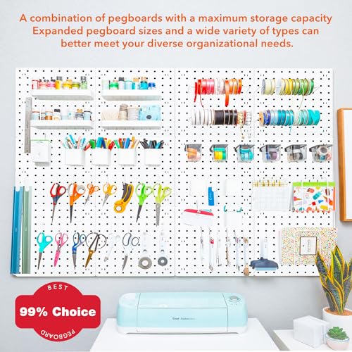 6-Piece White Pegboard Wall Organizer Kit