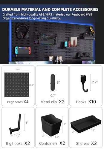 Zestify Versatile Black Pegboard Organization Kit