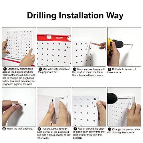 8-Piece White Pegboard Wall Organizer Set