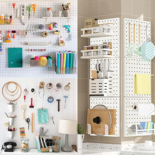 8-Piece White Pegboard Wall Organizer Set