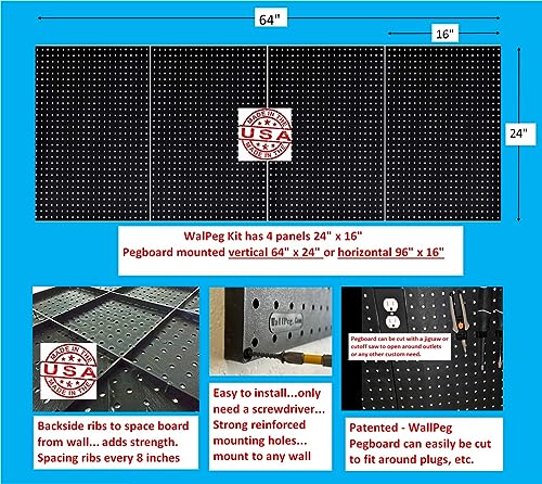USA-Made Plastic Pegboard Wall Organizer Kit