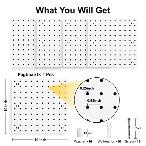 Versatile Pegboard Organizer Panels - Easy Installation (4Pcs)