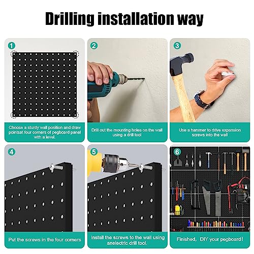 4 Pack Heavy-Duty Metal Pegboard Wall Organizer