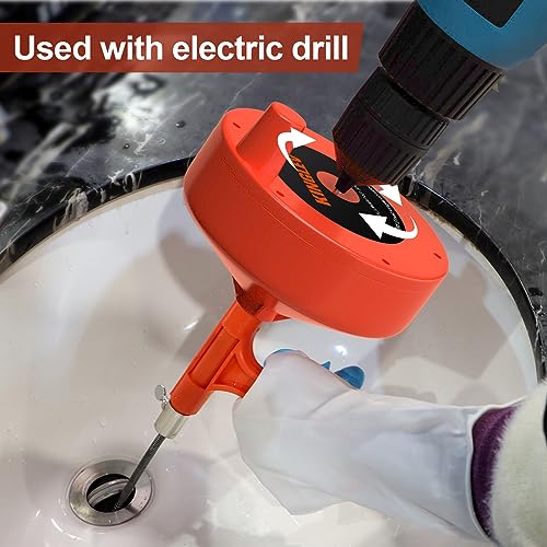 25ft Flex Drain Snake with Drill Adapter, Work Gloves