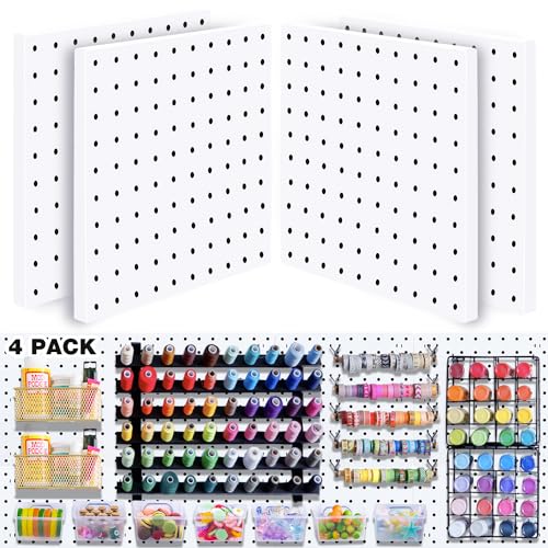 4 Pack White Pegboard Wall Organizer Panels