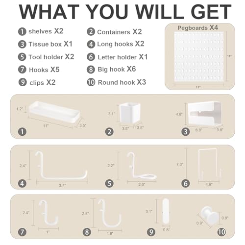 Zoeynex Modular Pegboard Organizer Kit with Accessories