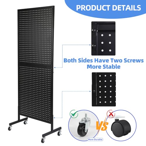 NectaCol 2'x5' Rolling Pegboard Display Stand
