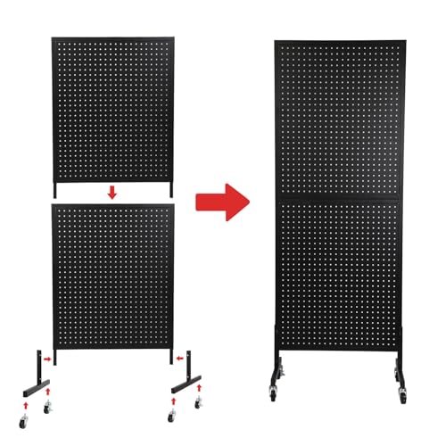 NectaCol 2'x5' Rolling Pegboard Display Stand