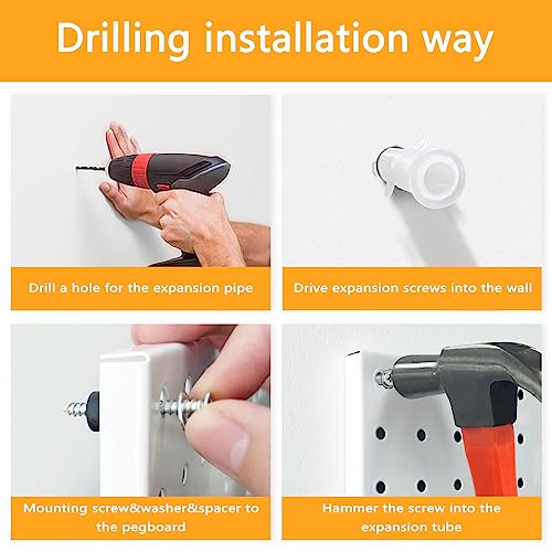 BELLO YON 4Pcs Pegboard, Metal Peg Board, Pegboard Wall Organizer Panels Accessories, Mount Display Pegboard Kits, Pegboard for Walls Garage Craft Room Office Workshop, Easy Installation (White)