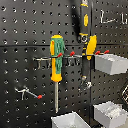 Wallmaster Pegboard Organizer Garage Storage - 48pcs Pegboard Hooks Set, Pegboard Tool Organizer with 48x24 Inch Steel Peg Board & 4 Storage Bins（Black）