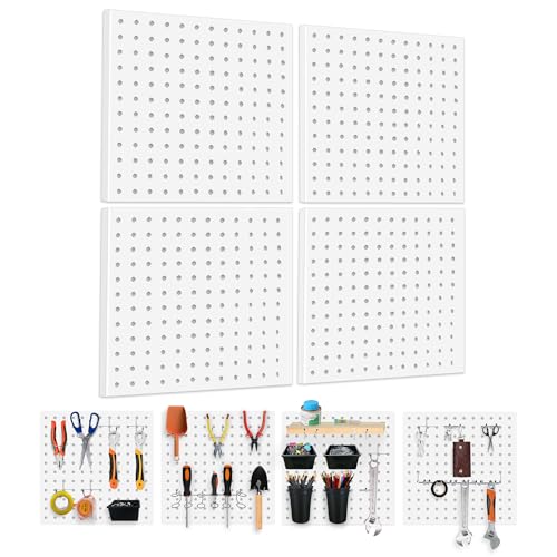 Dobures 4PCS Pegboard,Metal PegBoard, Pegboard Wall Organizer, Pegboard Storage System for Workbench, Shop, Shed Modular Peg Board Organizer Board Kit