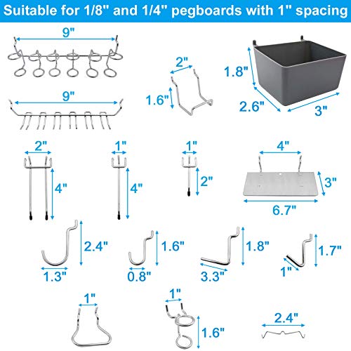 FRIMOONY Pegboard Hooks Assortment with Pegboard Bins, Peg Locks, for Organizing Various Tools, 140 Piece