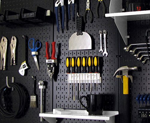 Wall Control 30-P-3232B Black Metal Pegboard Pack - (2) 32" Tall x 16" Wide Black Pegboards