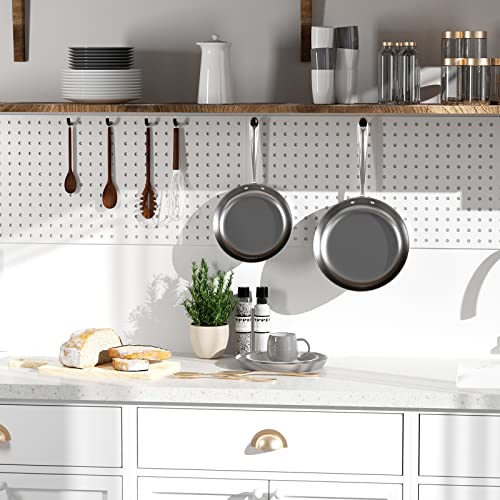 DEMEDO Peg Board, 4Pcs Metal Pegboard Wall Organizer with Heavy Duty, Pegboard, Peg Boards for Walls White Pegboard Panels for Craft Room Garage Workshop Kicthen Tool Organization
