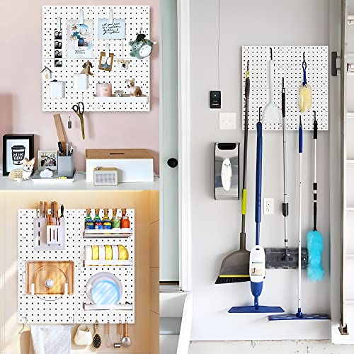 TATU 4Pcs Pegboard, Pegboard Wall Organizer Panels, Easy Installation, Pegboard Combination Kit for Garage Craft Workshop Office Kitchen Bathroom and Study Room (White)