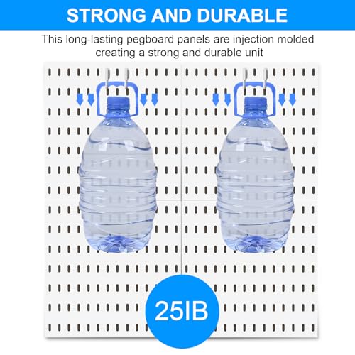 KAYYUKI WH 17 Piece Pegboard Combination kit, 4 Peg Board and 13 Accessories Modular Hanging for Wall Organizer Crafts Organization, Ornaments Display, Nursery Storage, White peg Board，22''x22''