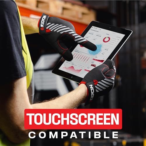 NoCry Men's Reinforced Work Gloves with Touchscreen Fingertips