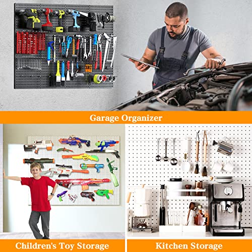 Peg Board, 4PCS Metal Pegboard Wall Organizer. Heavy Duty Pegboard, Peg Boards, Pegboard for Walls, White Pegboard for Garage Craft Room Workbench Office Kitchen Tool Organization, 24 * 24