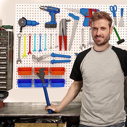 Peg Board, 4PCS Metal Pegboard Wall Organizer. Heavy Duty Pegboard, Peg Boards, Pegboard for Walls, White Pegboard for Garage Craft Room Workbench Office Kitchen Tool Organization, 24 * 24