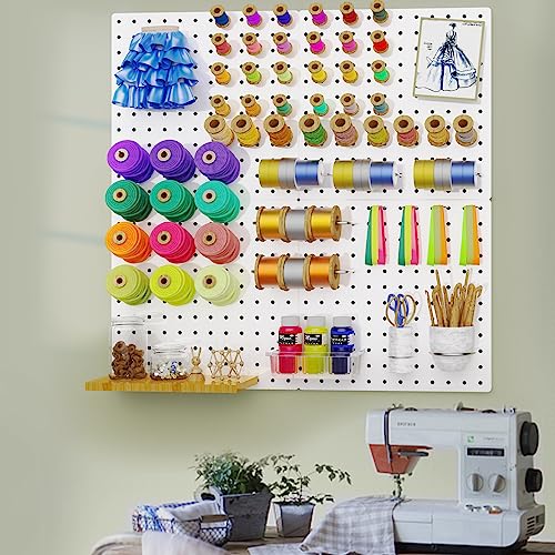 Peg Board, 4PCS Metal Pegboard Wall Organizer. Heavy Duty Pegboard, Peg Boards, Pegboard for Walls, White Pegboard for Garage Craft Room Workbench Office Kitchen Tool Organization, 24 * 24