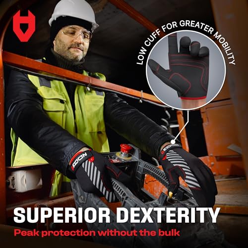 NoCry Men's Reinforced Work Gloves with Touchscreen Fingertips