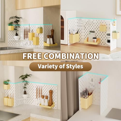 Standing Desk Pegboard, Office Pegboard for Desk, 13 Set Desk Organizer with Containers, Shelves and Hooks, Multi-Functional Peg Board Storage Solution for Office, Bedroom, Kitchen, Entryway