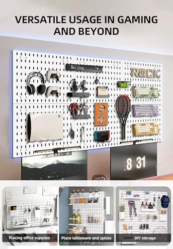 EVDBOBO Wall Organizer Peg Board - Elevate And Declutter Your Gaming And Office - Create A Perfectly Structured Space(White)