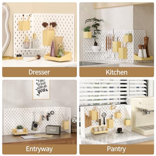 Standing Desk Pegboard, Office Pegboard for Desk, 13 Set Desk Organizer with Containers, Shelves and Hooks, Multi-Functional Peg Board Storage Solution for Office, Bedroom, Kitchen, Entryway