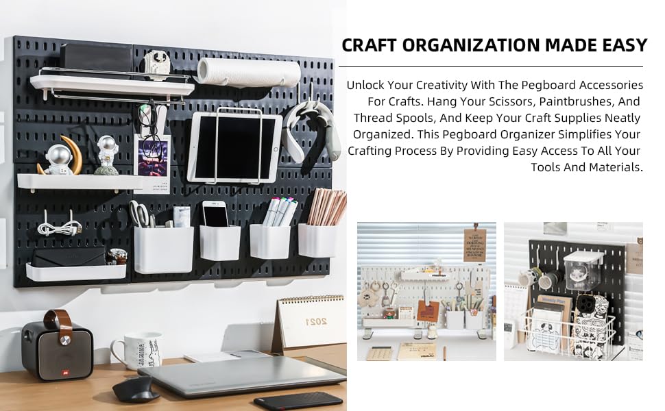 EVDBOBO Wall Organizer Peg Board - Elevate And Declutter Your Gaming And Office - Create A Perfectly Structured Space(White)