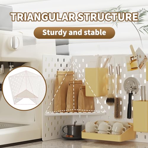 Standing Desk Pegboard, Office Pegboard for Desk, 13 Set Desk Organizer with Containers, Shelves and Hooks, Multi-Functional Peg Board Storage Solution for Office, Bedroom, Kitchen, Entryway