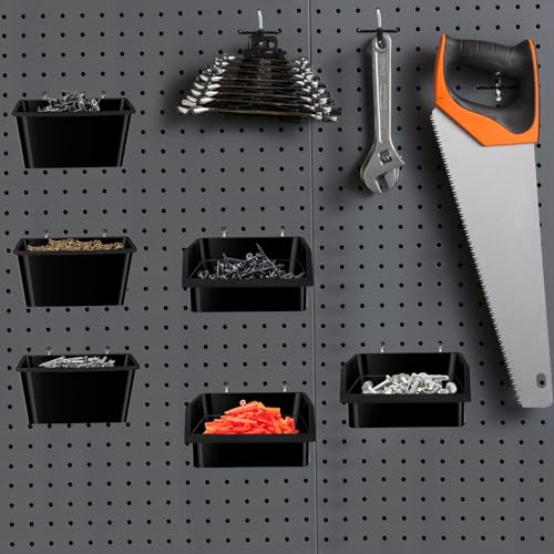 Daanxw 248PCS Pegboard Accessories Organizer Kit, Pegboard Bins for Tools, 1/8 and 1/4 inch Pegboard Hooks Assortment, Pegboard Bins, Metal Hooks for Hanging Storage (Black)