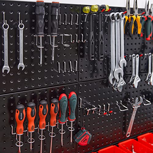 Ultrawall Pegboard Wall Organizer, Black Metal Pegboard Panels, Garage Storage System with Hooks and Storage Bins, 59pcs