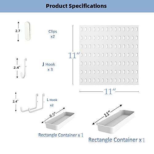 YOKEPO Pegboard Combination Kit with 2 Pegboards with Accessories Modular Hanging for Wall Organizer, Crafts Organization, Ornaments Display, Nursery Storage, White PegBoards for Wall