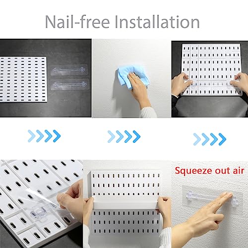VEOFEMLEA Pegboard Combination Kit, 4 Peg Boards and 14 Accessories Modular Hanging White Pegboard for Walls, Office Wall Organizer, Keys Holder on Wall, Nursery Storage, 22"x22"