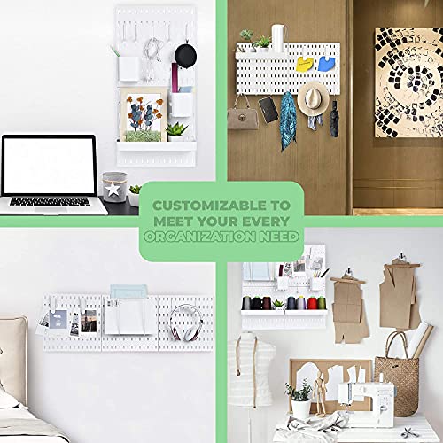 YOKEPO Pegboard Combination Kit with 2 Pegboards with Accessories Modular Hanging for Wall Organizer, Crafts Organization, Ornaments Display, Nursery Storage, White PegBoards for Wall