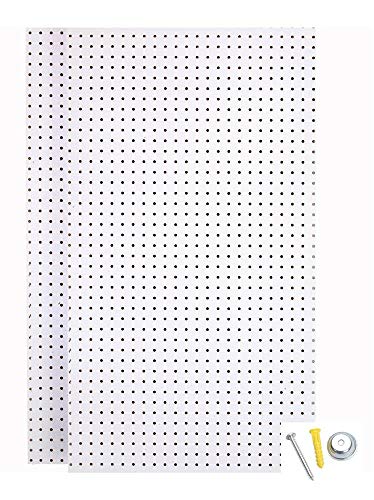 Triton Products (2) 24 x 48 White HDF Pegboard and Mounting hardware, 2 Count, 17 Piece