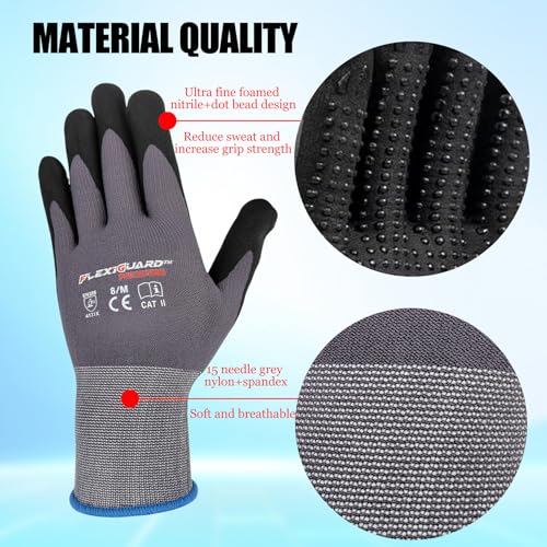 Gasoline Safety Work Gloves, Nitrile Coated-12 Pairs, Dot Grip
