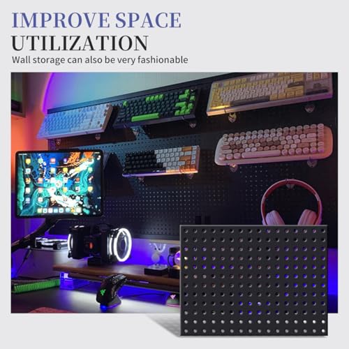 4 Pcs Metal Pegboard, (One Block*12 inch) Metal Pegboard Panels,Pegboard Wall Organizer Compatible with Walls Home/Garage Tool Storage/Office Organization/Craft Room/Kitchen（Black）