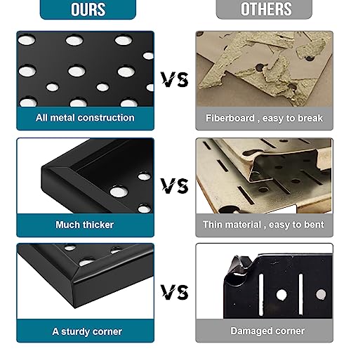Daanxw Metal Pegboard for Garage Storage,Steel Pegboard Heavy Duty 16-Inch X 32-Inch Metal Peg Board Tool Organization Panels (Black, 2 Pack)