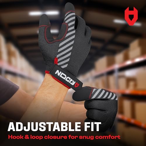 NoCry Men's Reinforced Work Gloves with Touchscreen Fingertips