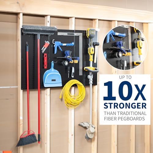 VIVO Steel Wall Mounted 48 x 32 inch Pegboard (3 Panels), Office Accessory Organizer, Horizontal or Vertical Magnetic Peg Board, Black, PP-WM48B
