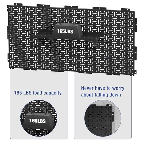 WORKPRO Metal Pegboard 16”x 32” Steel Panel with Round Holes & Vertical Slots 3-Pack, Black Heavy Duty Garage Peg Board Wall Pegboard for Wood Working Work Shop, Craft Room Organization