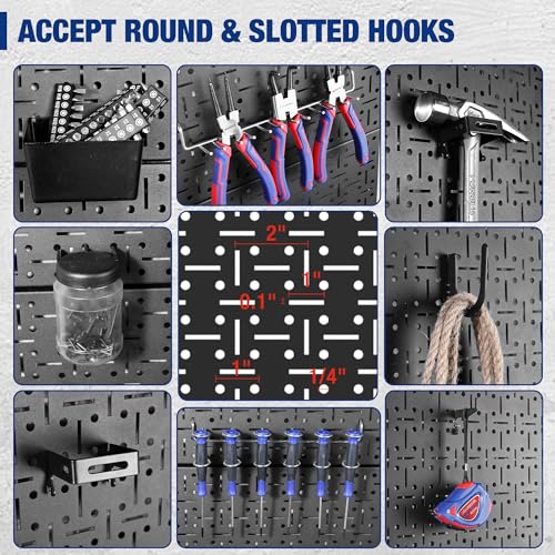 WORKPRO Metal Pegboard 16”x 32” Steel Panel with Round Holes & Vertical Slots 3-Pack, Black Heavy Duty Garage Peg Board Wall Pegboard for Wood Working Work Shop, Craft Room Organization