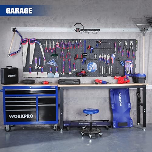 WORKPRO Metal Pegboard 16”x 32” Steel Panel with Round Holes & Vertical Slots 3-Pack, Black Heavy Duty Garage Peg Board Wall Pegboard for Wood Working Work Shop, Craft Room Organization