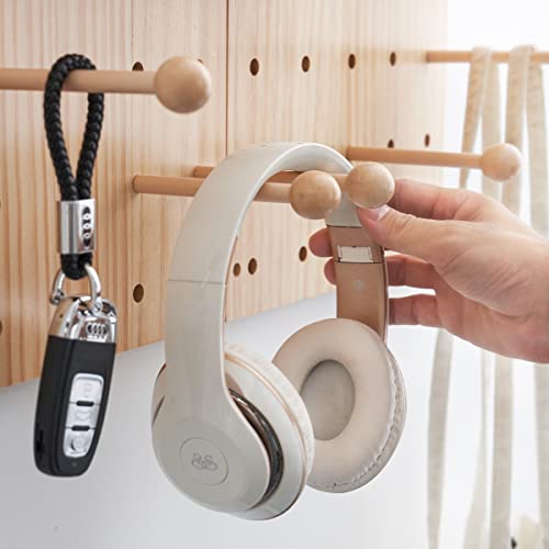 socalsunny Wood Pegboard Combination Wall Organizer Kit, Wooden Display Pegboard Panel Kits for Bedroom, Study, Office, Bathroom, 2 Pieces Pegboards and 15 Accessories