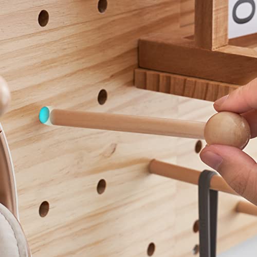 socalsunny Wood Pegboard Combination Wall Organizer Kit, Wooden Display Pegboard Panel Kits for Bedroom, Study, Office, Bathroom, 2 Pieces Pegboards and 15 Accessories
